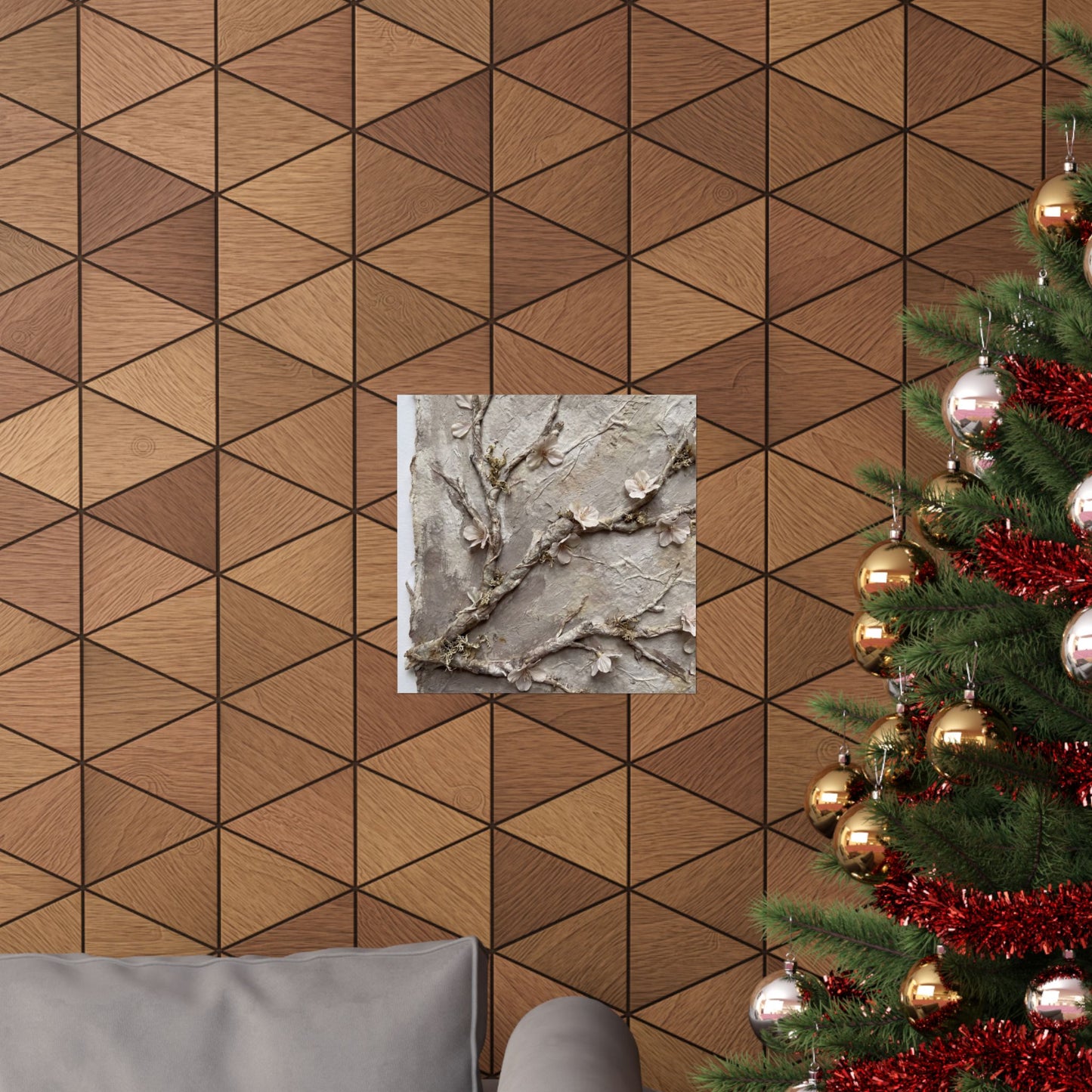 Summer Cherry Blossom Texture Wall Art Print | Neutral Decor