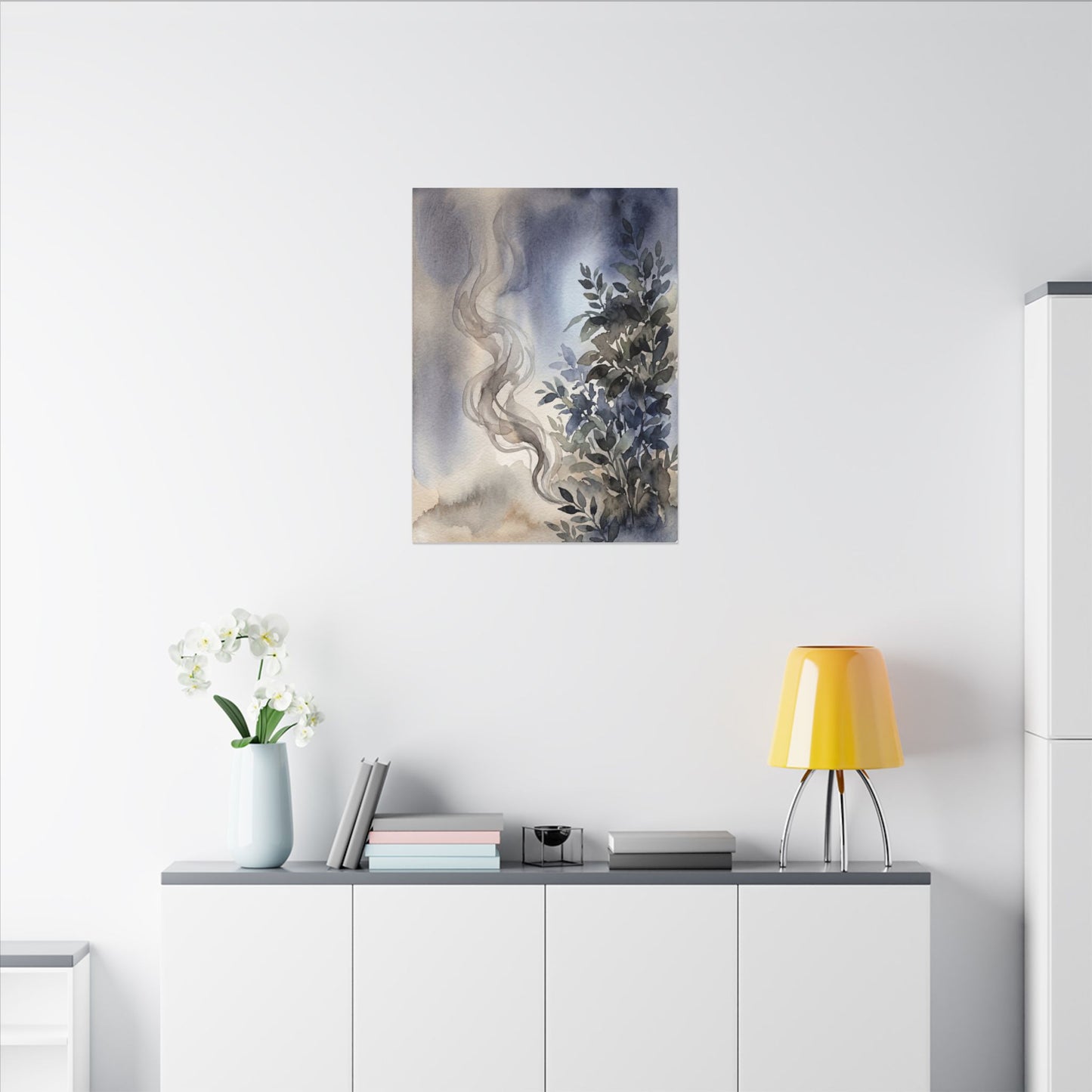 Incense Smoke Summer Canvas Art | Japandi Cozy Design