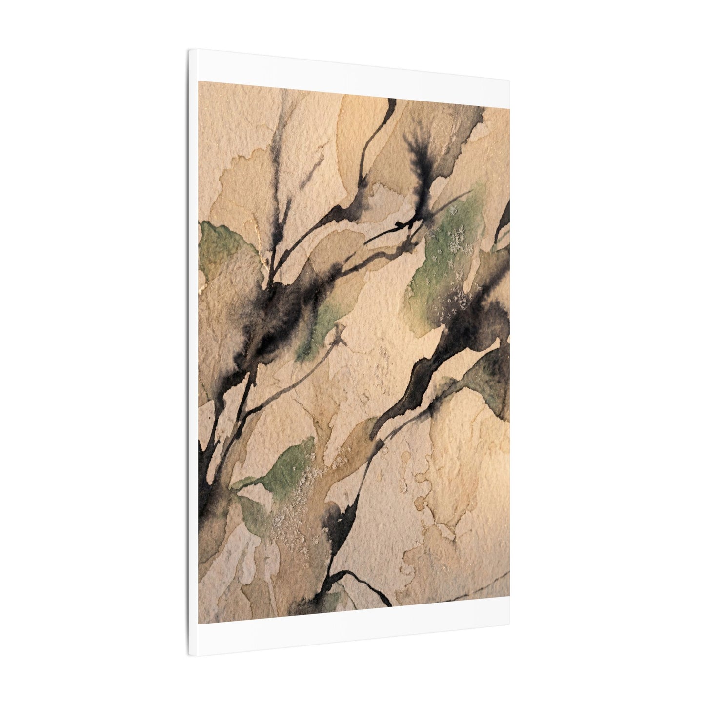 Japandi Shadow Play in Golden Hour | Watercolor Canvas Art