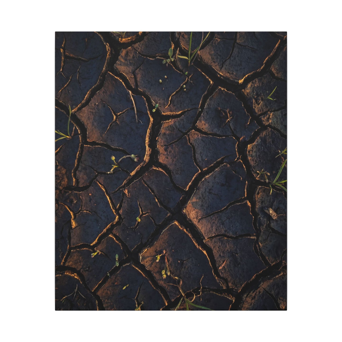 Cracked Earth Moody Minimal Canvas Art | Luxurious Dark Japandi Art