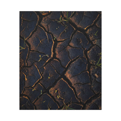 Cracked Earth Moody Minimal Canvas Art | Luxurious Dark Japandi Art
