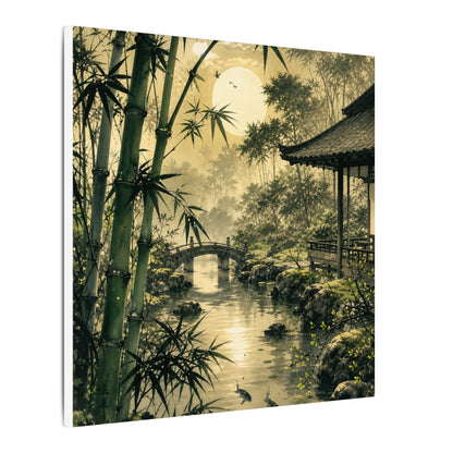 Moonlit Garden Sumi E Canvas Art | Calm Zen Art