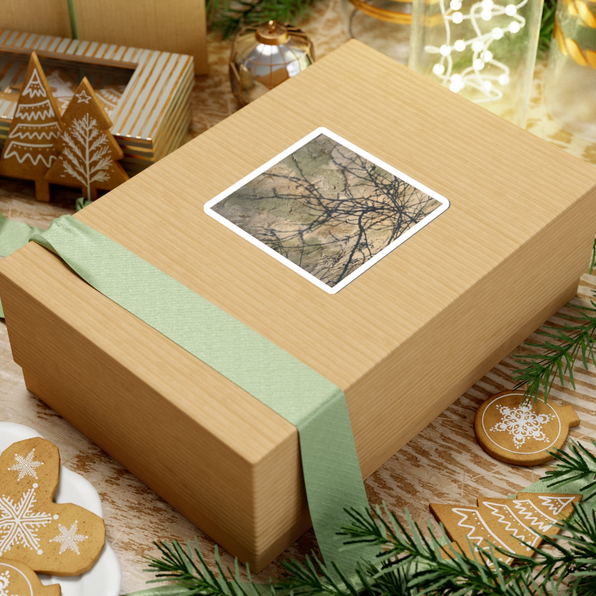 Golden Hour Shadow Play Sticker - Japandi Mono No Aware Art Print