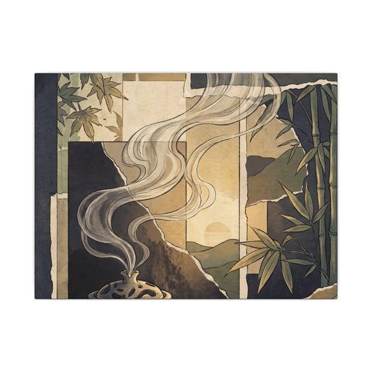 Tranquil Incense Smoke Canvas Art - Ukiyo E Inspired Zen