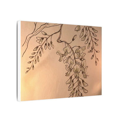 Japandi Wisteria in Candlelight | Minimal Line Canvas Art