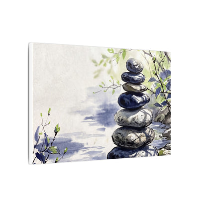 River Stones Sumi E Canvas Art | Serene Zen Art