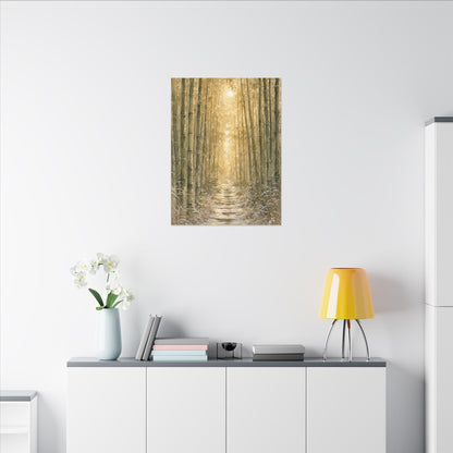 Bamboo Grove Winter Canvas Art | Japandi Elegant Design