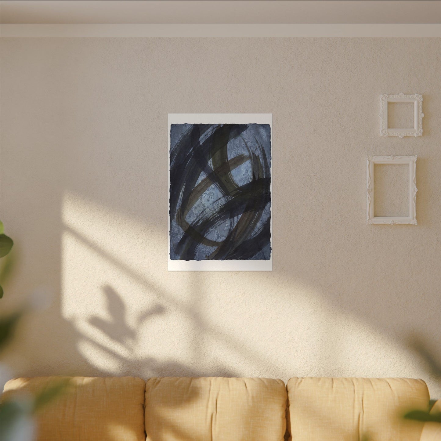 Ink Brushstroke Canvas Art | Winter Dark Japandi Shadow Zen Art