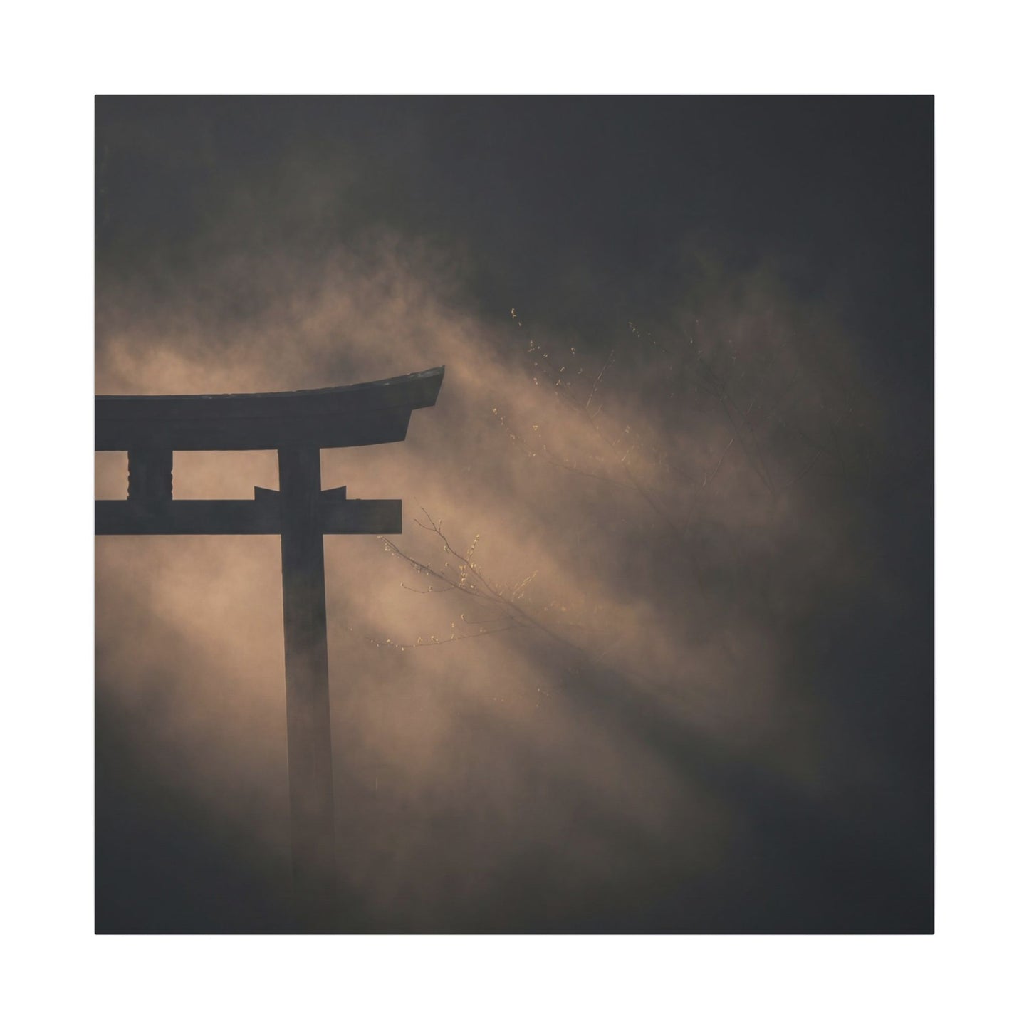 Torii Gate Shadow Zen Canvas Art | Bold Dark Japandi Art