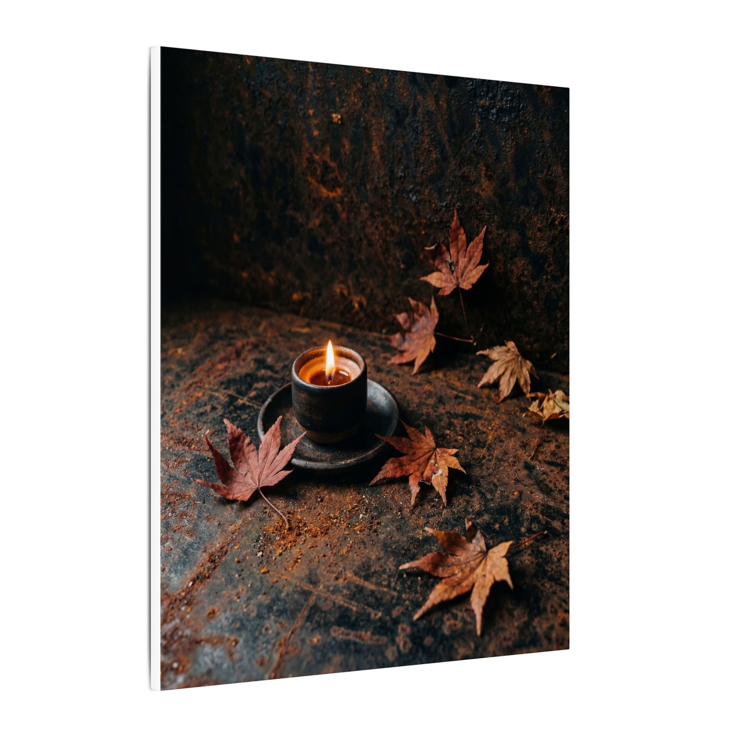 Dark Japandi Rust Patina in Candlelight | Shadow Zen Canvas Art