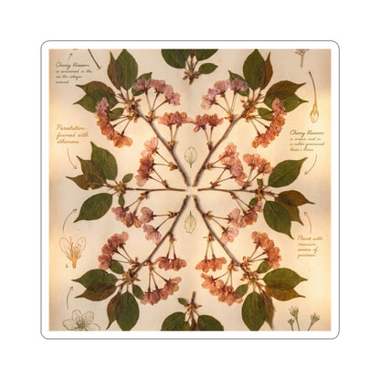 Summer Cherry Blossom Herbarium Sticker | Nostalgic Decor Art Print