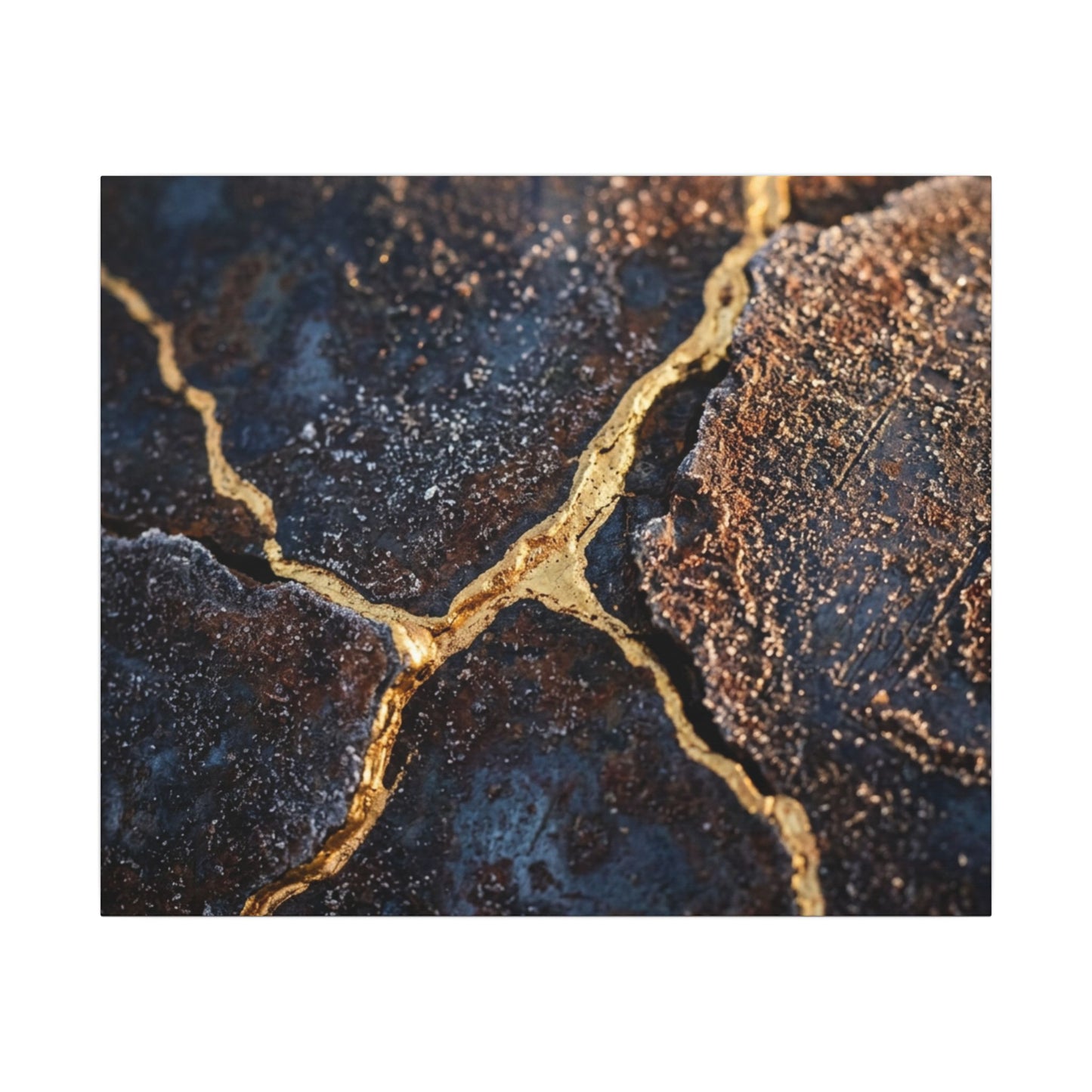 Winter Rust Patina Gold Vein Canvas Art | Resilient Decor