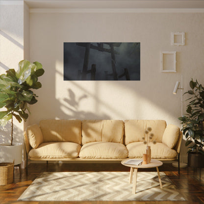 Dark Japandi Torii Gate in Dappled | Moody Minimal Canvas Art