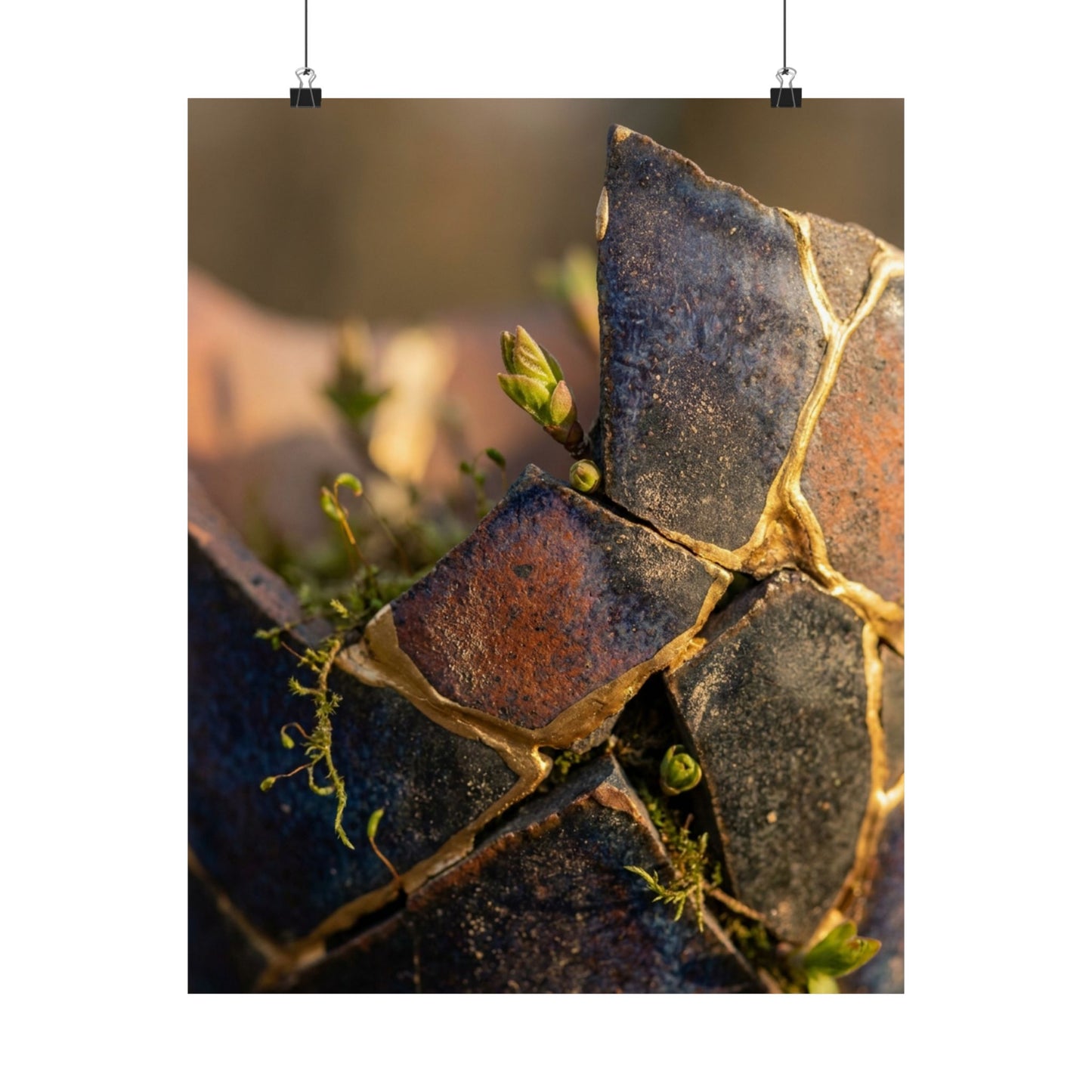 Broken Pottery Spring Wall Art Print | Kintsugi Healing Design