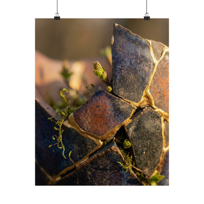 Broken Pottery Spring Wall Art Print | Kintsugi Healing Design