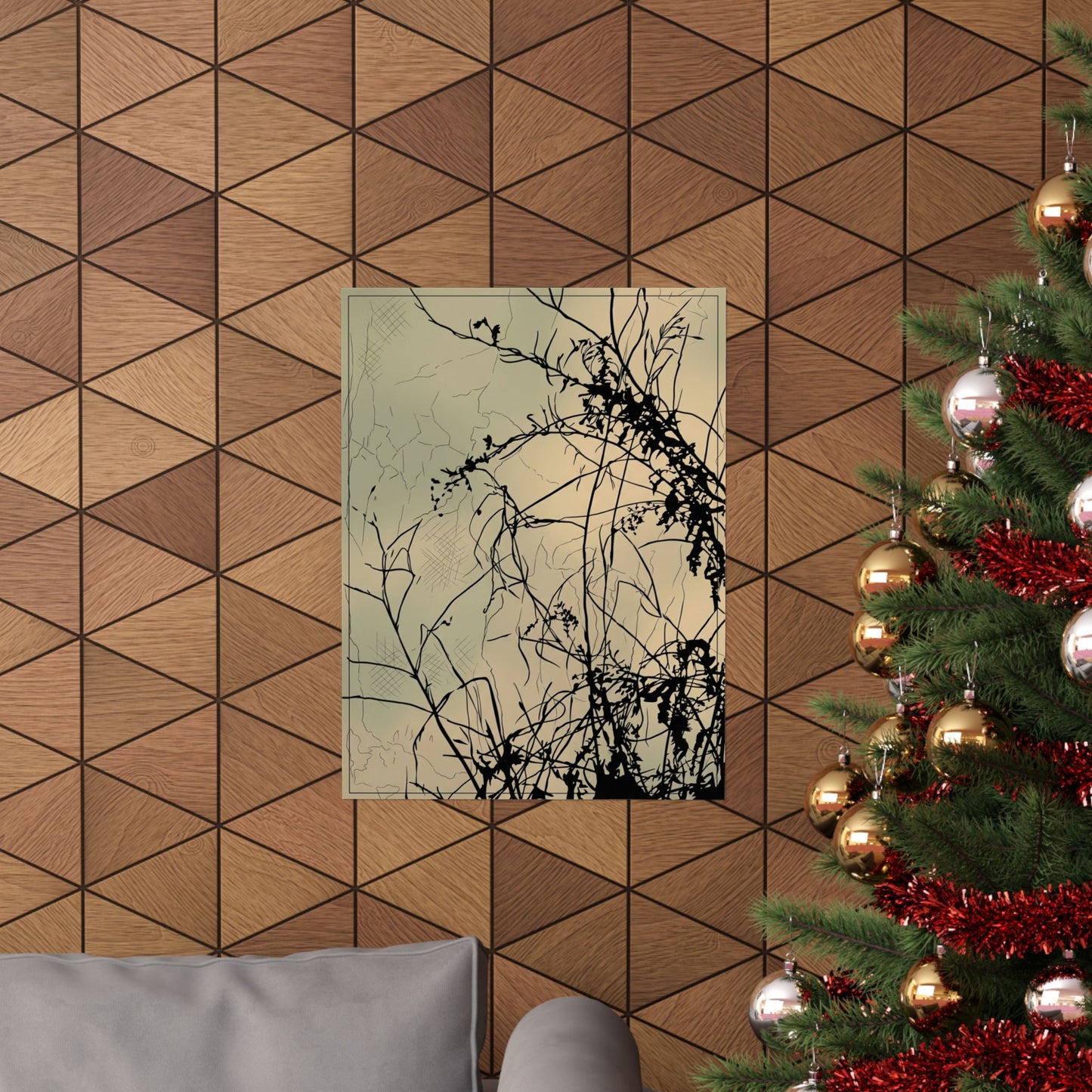 Golden Hour Shadow Play Wall Art Print - Japandi Mono No Aware