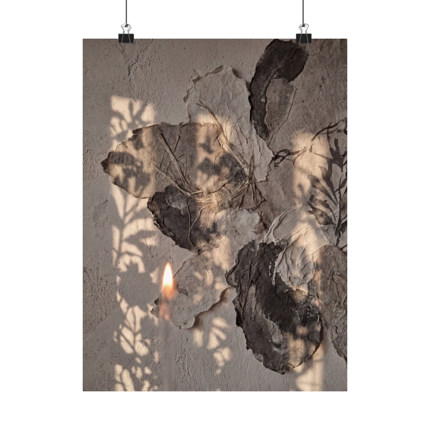 Japandi Shadow Play in Candlelight | Texture Wall Art Print Art Print