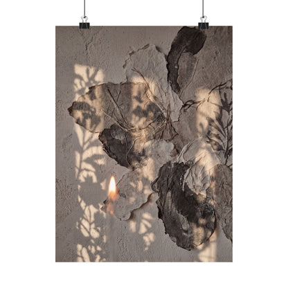 Japandi Shadow Play in Candlelight | Texture Wall Art Print Art Print