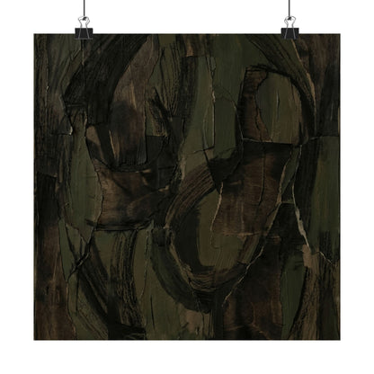 Mixed Media Dark Japandi Textured Wall Art Print | Mixed Media Dark Texture Art Print