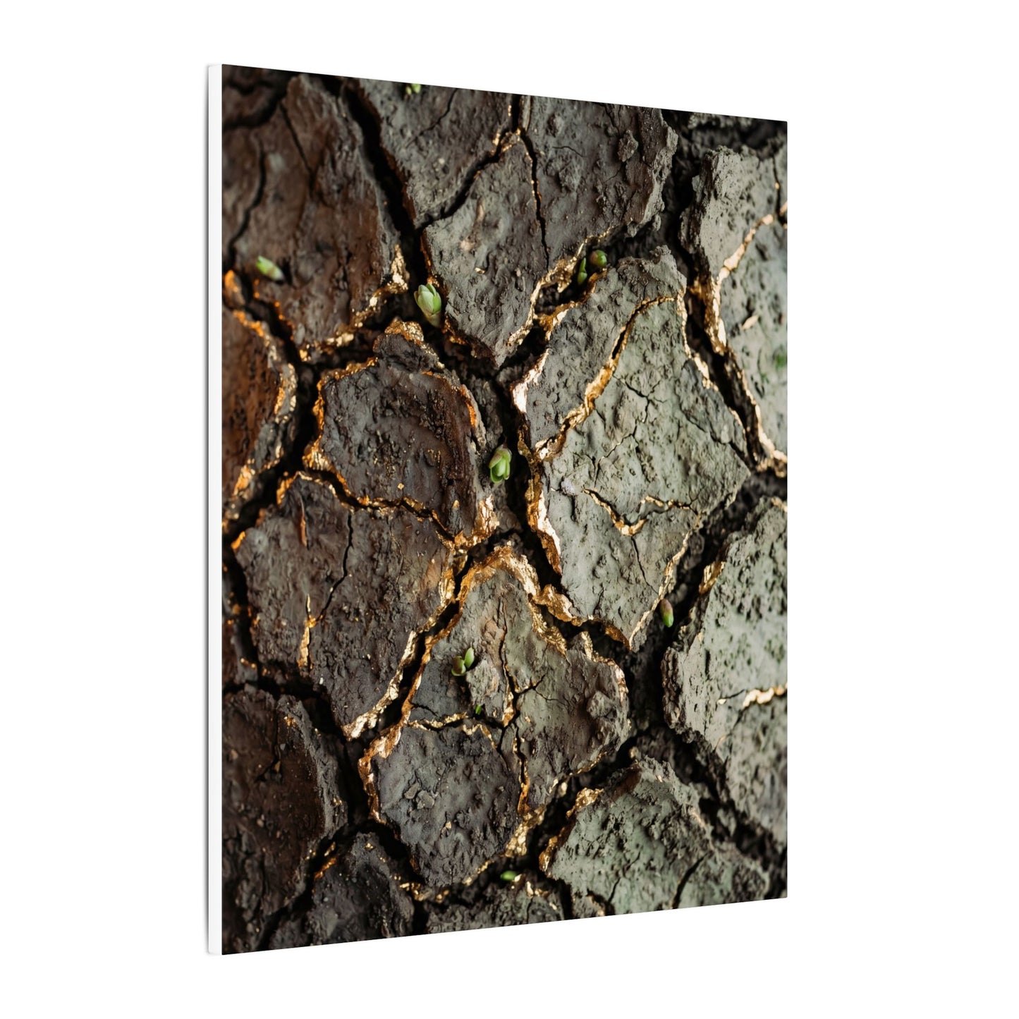Earthy Cracked Earth Canvas Art - Japanese Pattern Japandi