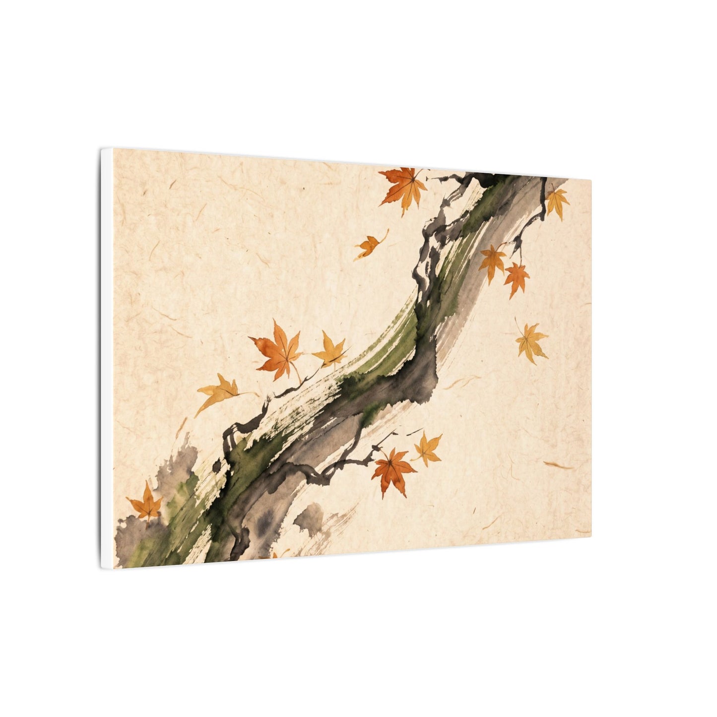 Ink Brushstroke Autumn Canvas Art | Zen Calm Design