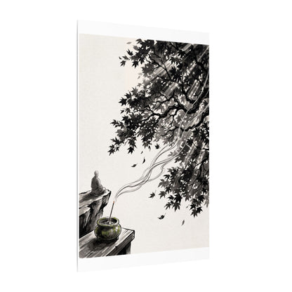 Serene Incense Smoke Canvas Art - Ukiyo E Inspired Zen
