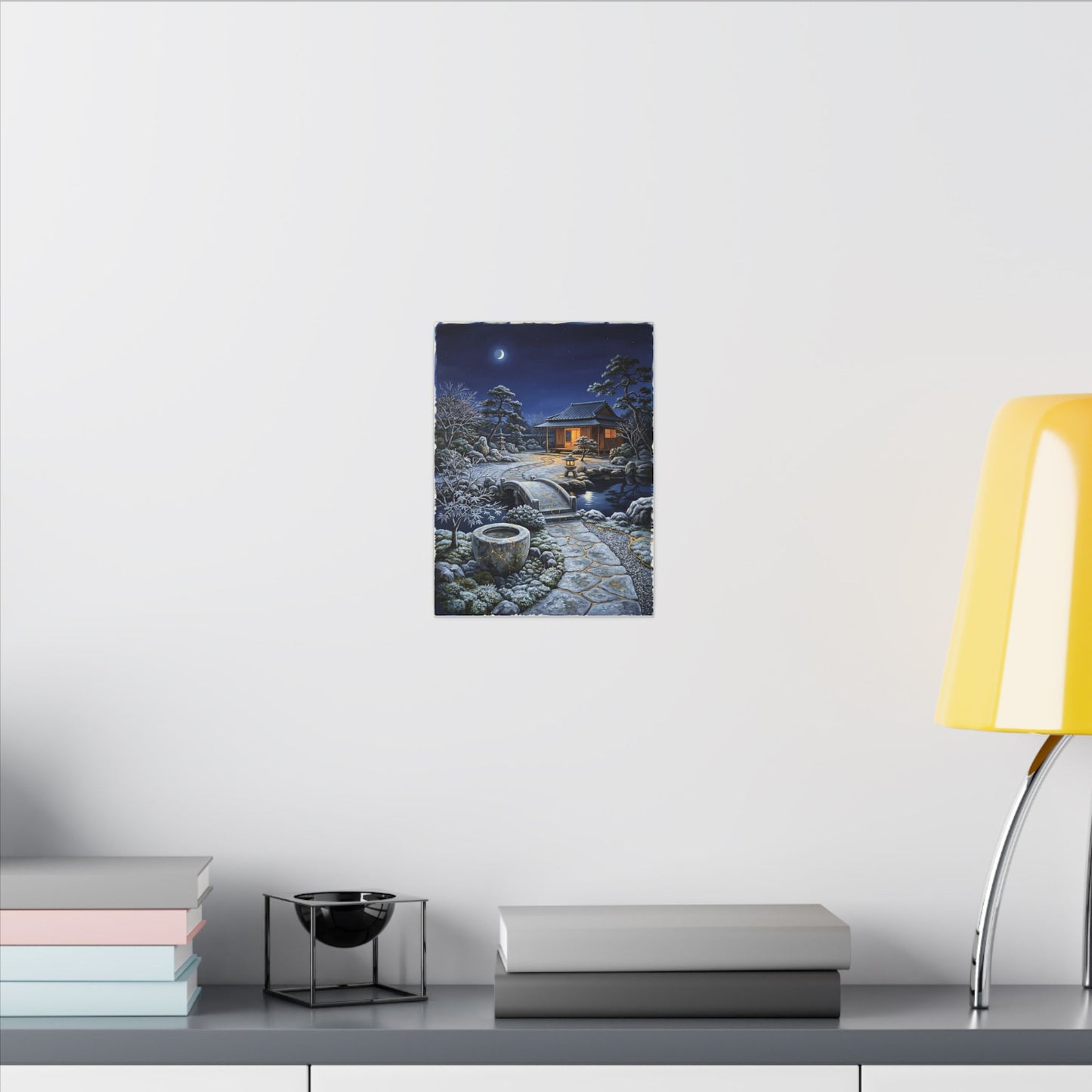 Moonlit Garden Winter Canvas Art | Kintsugi Artful Design