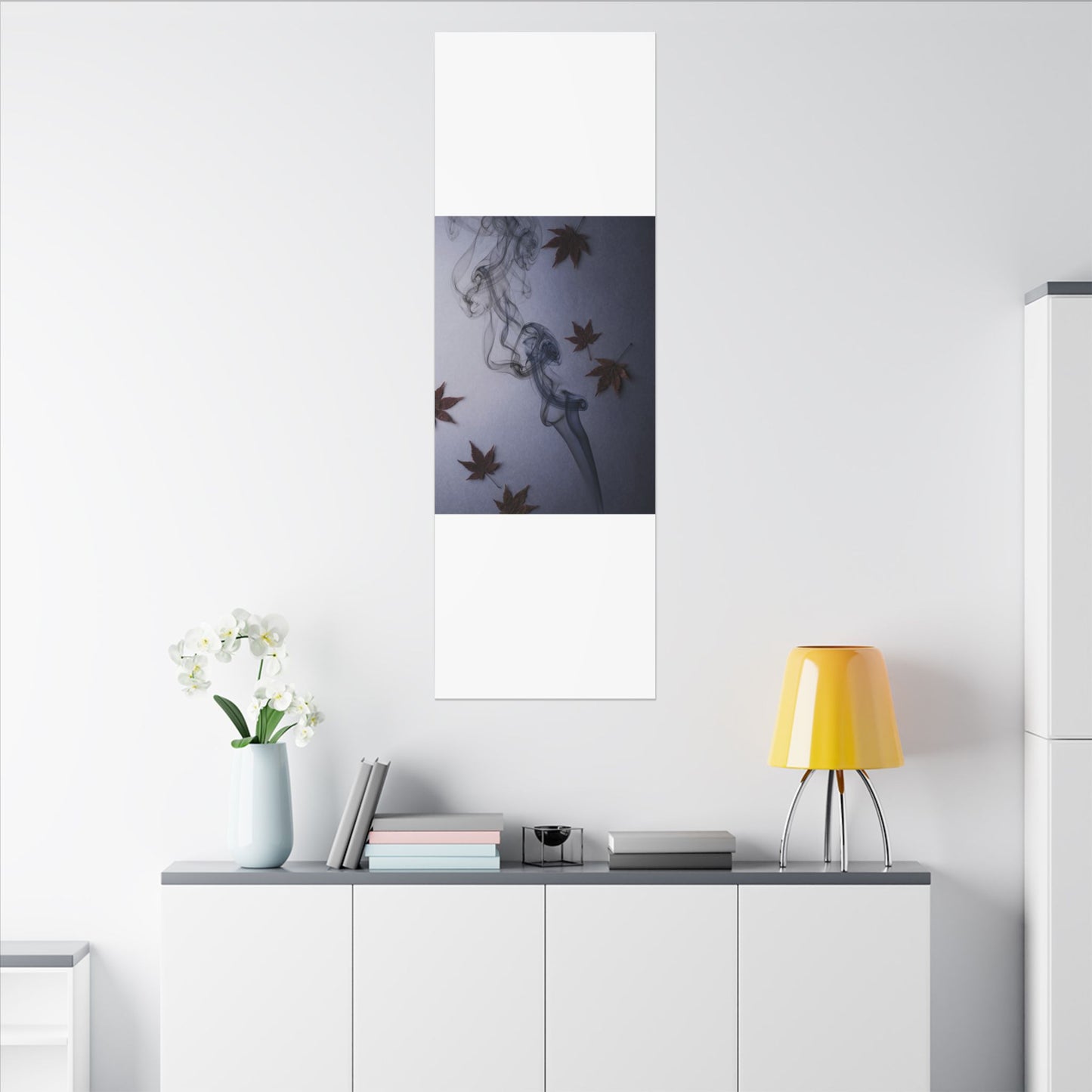 Dark Japandi Incense Smoke in Dawn | Moody Minimal Canvas Art