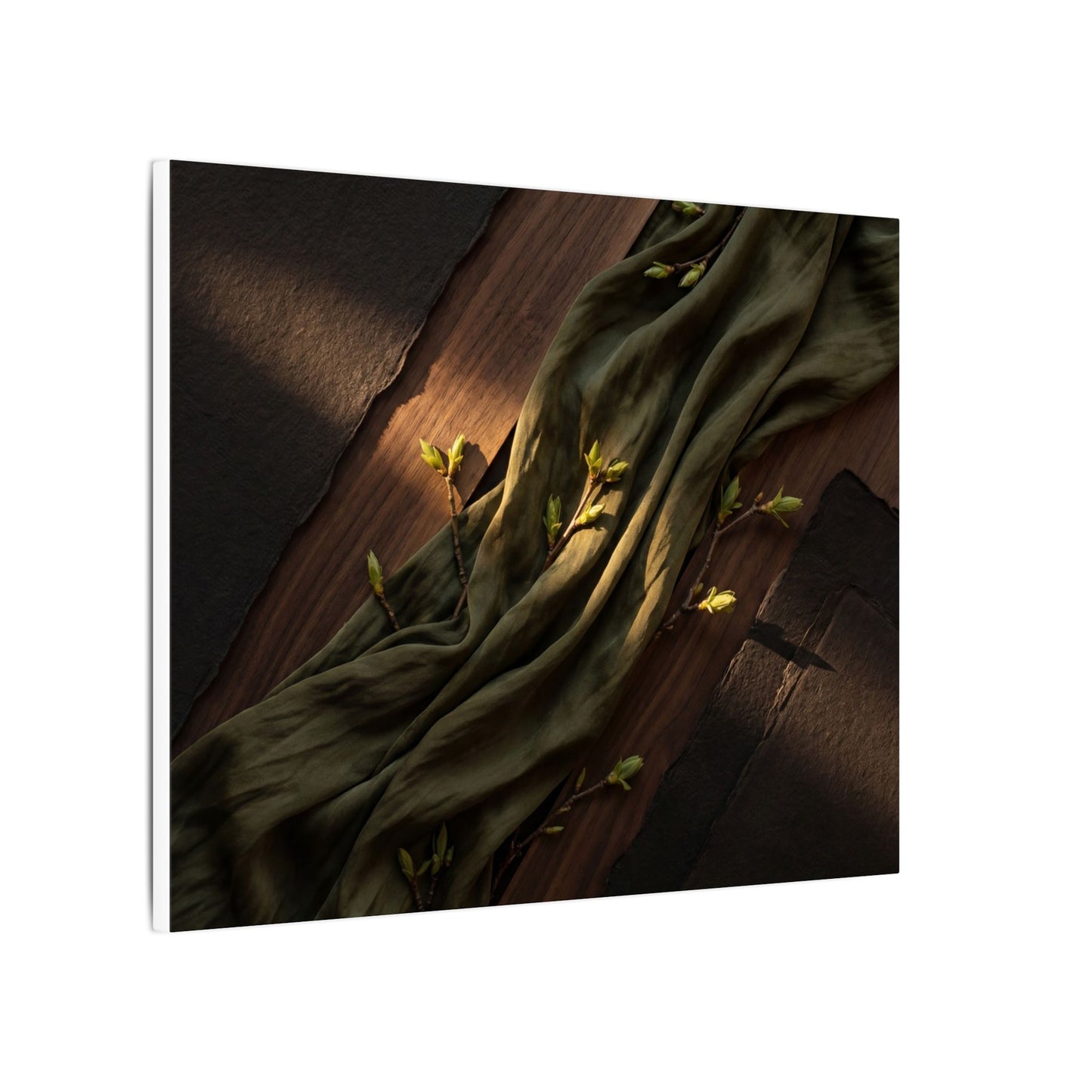 Silk Drape Canvas Art | Spring Dark Japandi Dark Texture Art