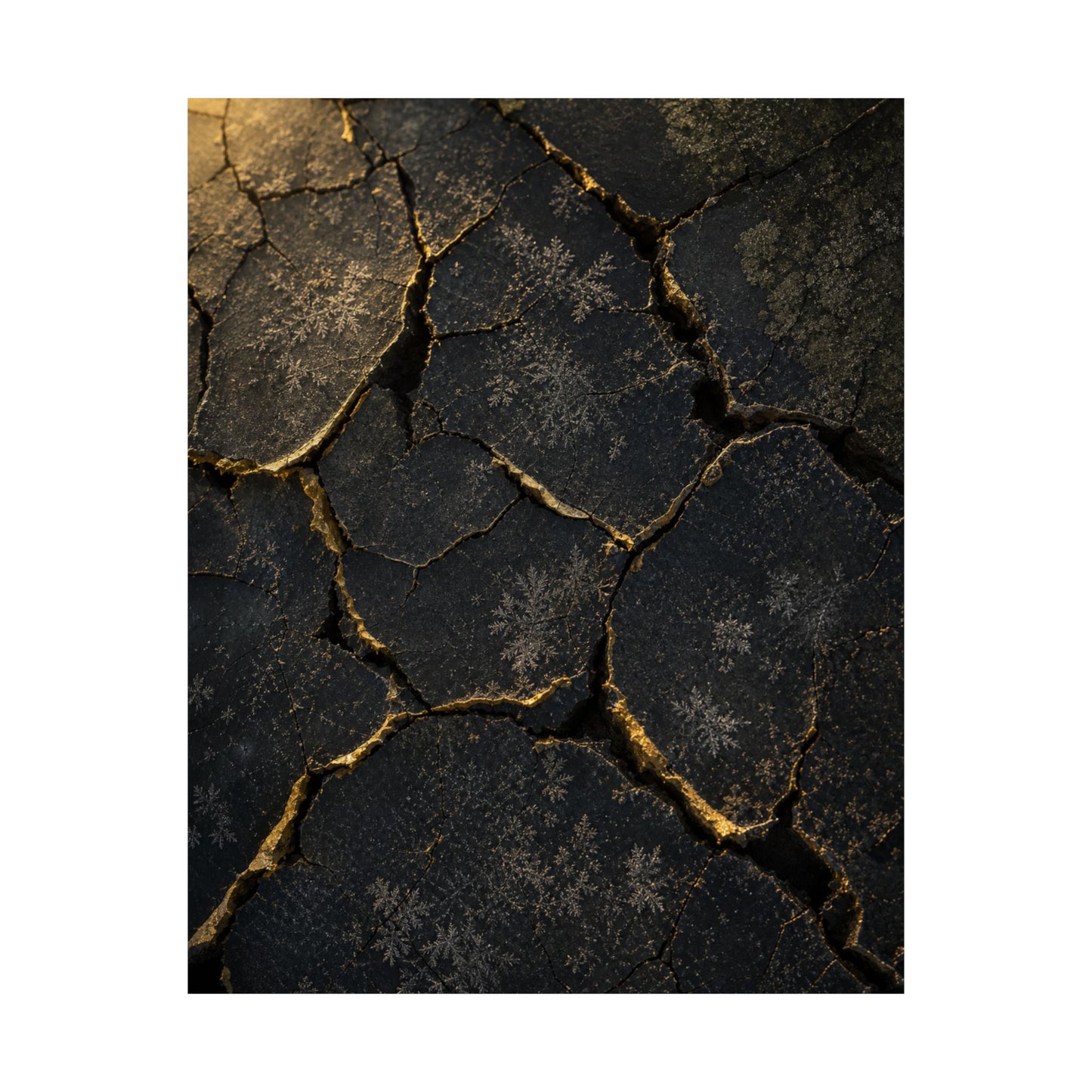 Cracked Earth Shadow Zen Wall Art Print | Atmospheric Dark Japandi Art