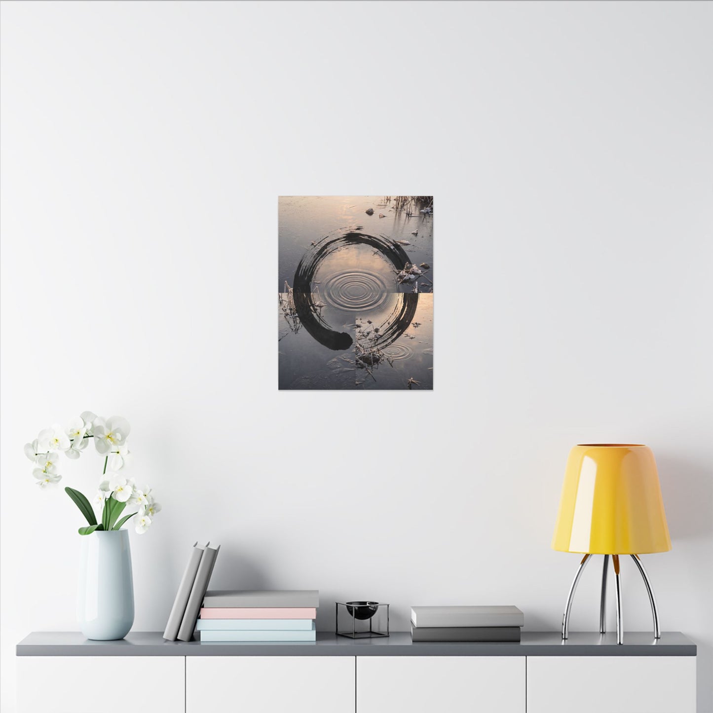 Winter Water Ripple Enso Canvas Art | Tranquil Decor