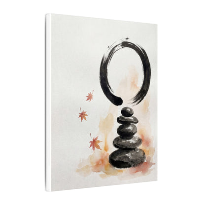 River Stones Canvas Art | Autumn Zen Enso Art