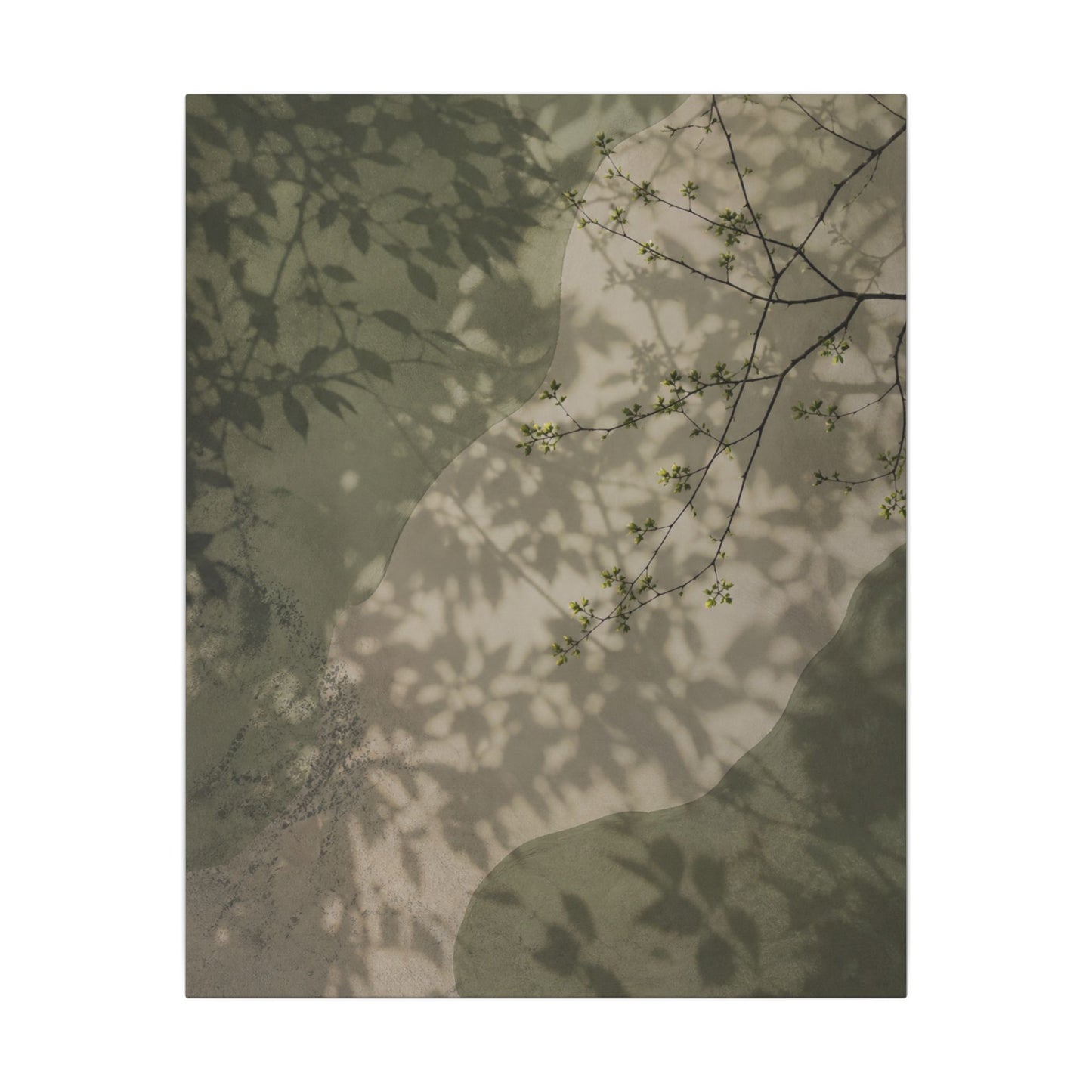 Neutral Shadow Play Canvas Art - Japanese Pattern Japandi