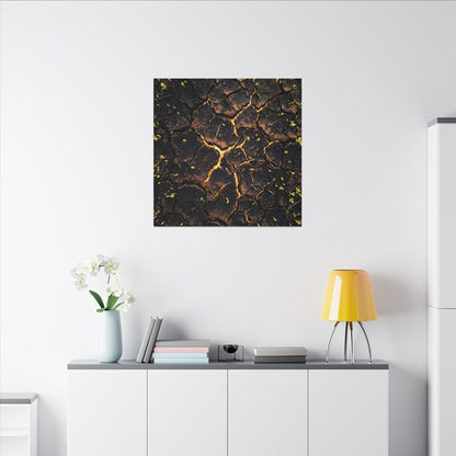 Cracked Earth Moody Minimal Canvas Art | Sophisticated Dark Japandi Art