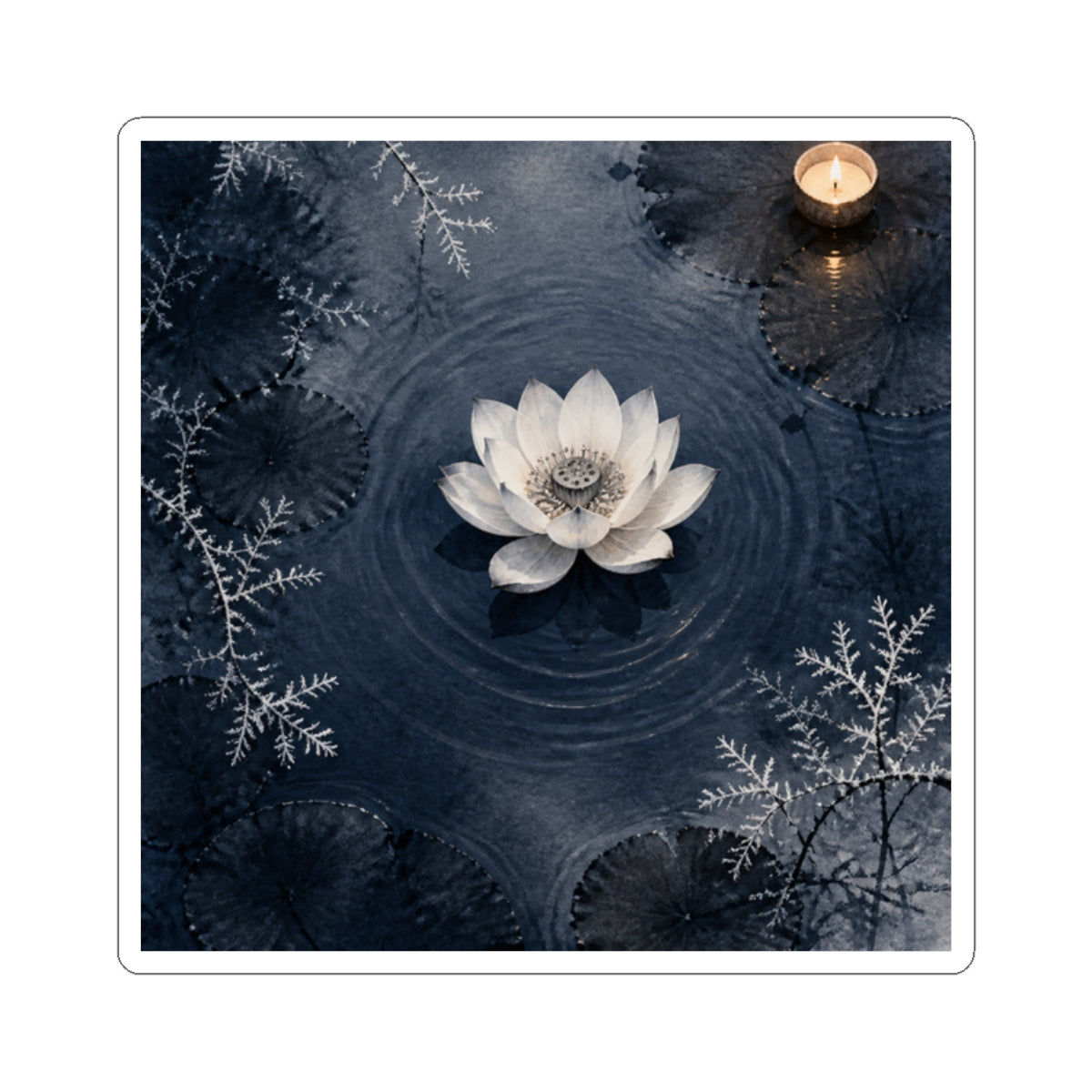 Peaceful Lotus Flower Sticker - Sumi E Zen
