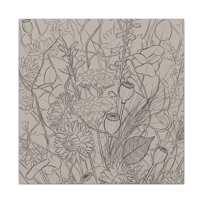 Summer Dried Flowers Minimal Line Canvas Art | Elegant Decor