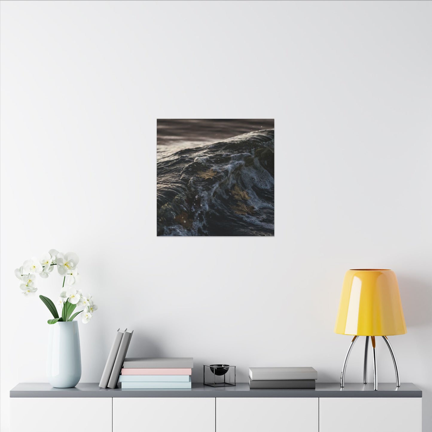 Dark Japandi Ocean Wave in Dawn | Moody Minimal Canvas Art