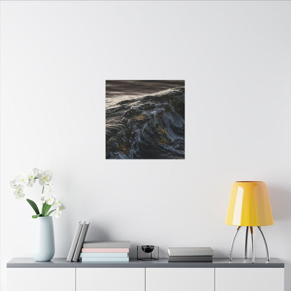 Dark Japandi Ocean Wave in Dawn | Moody Minimal Canvas Art