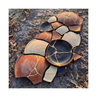 Winter Broken Pottery Gold Vein Wall Art Print | Philosophical Decor