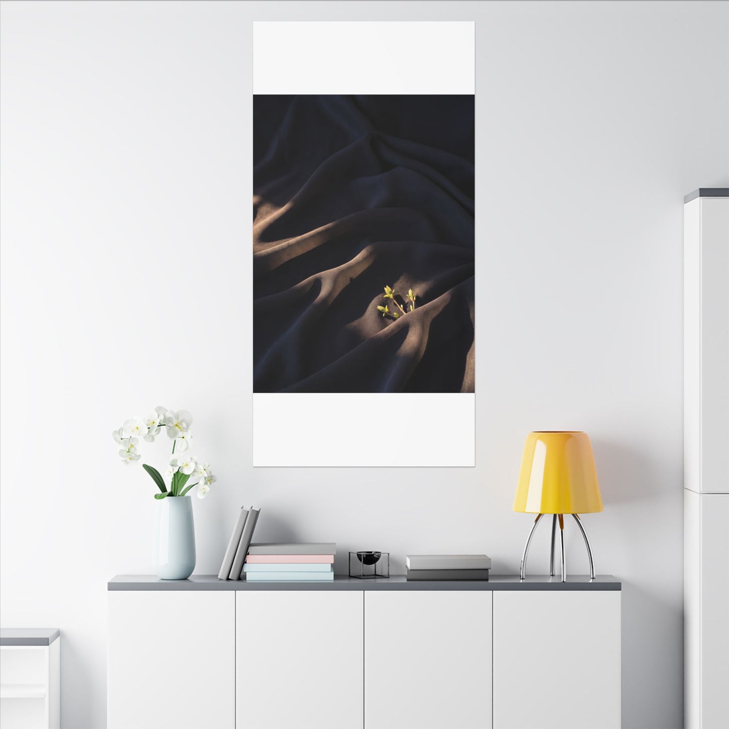 Silk Drape Shadow Zen Canvas Art | Luxurious Dark Japandi Art
