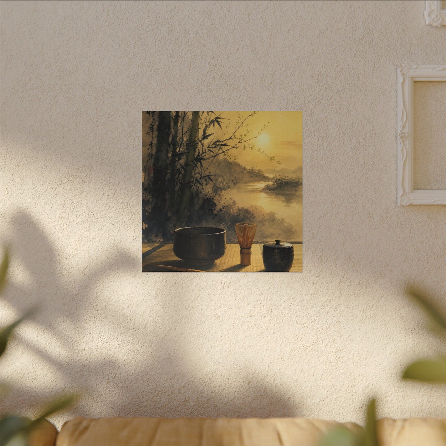 Tea Ceremony Sumi E Canvas Art | Contemplative Zen Art
