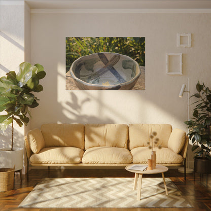 Earthy Ceramic Bowl Canvas Art - Japanese Pattern Japandi