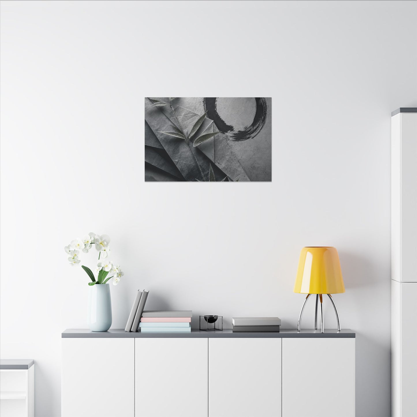 Winter Paper Fold Enso Canvas Art | Serene Decor
