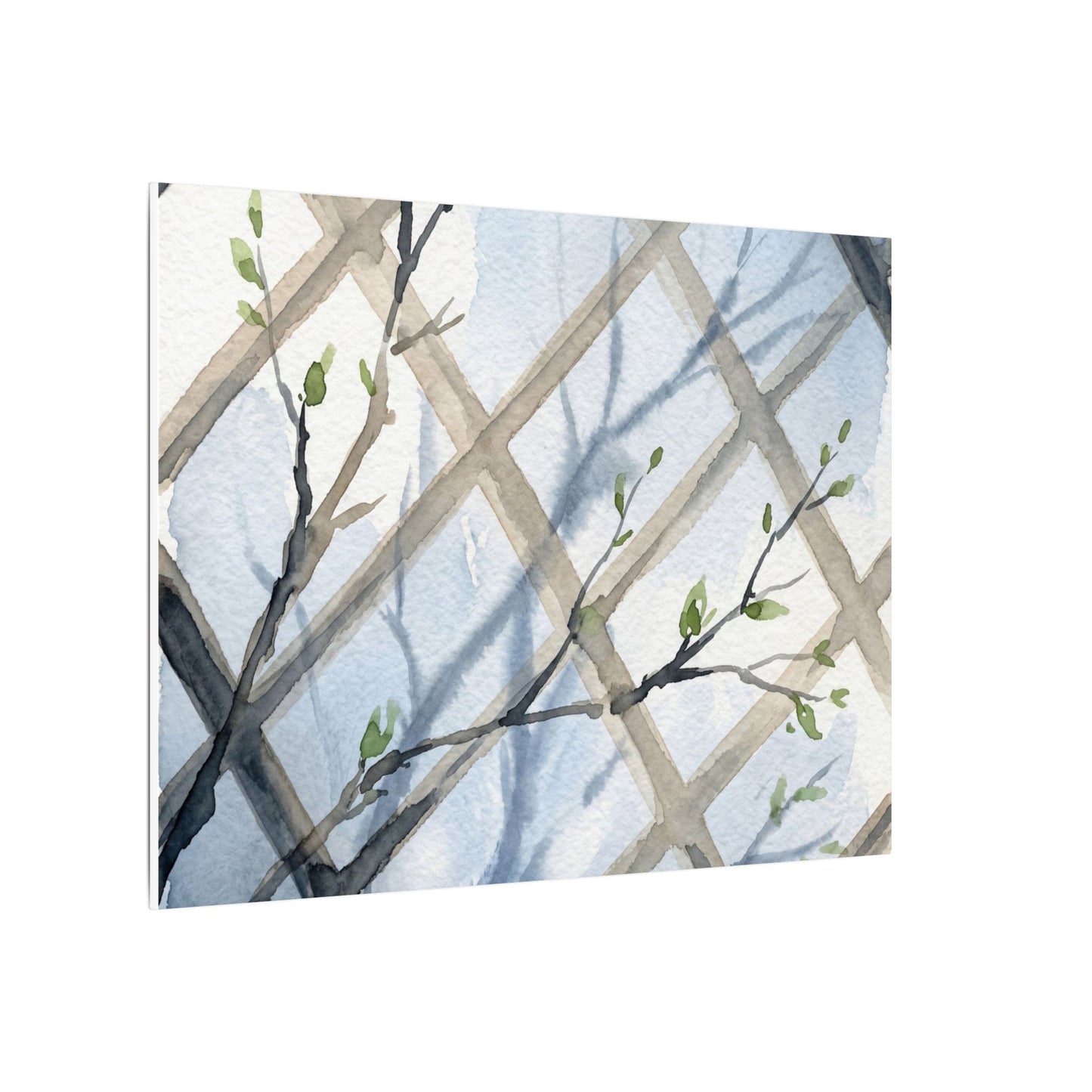 Shoji Screen Canvas Art | Spring Japandi Watercolor Art