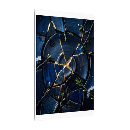 Moonlight Broken Pottery Canvas Art - Kintsugi Fukinsei