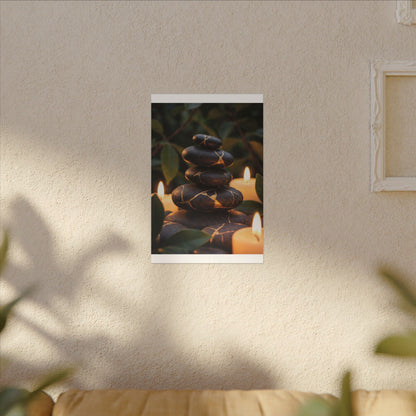 Summer River Stones Gold Vein Canvas Art | Philosophical Decor
