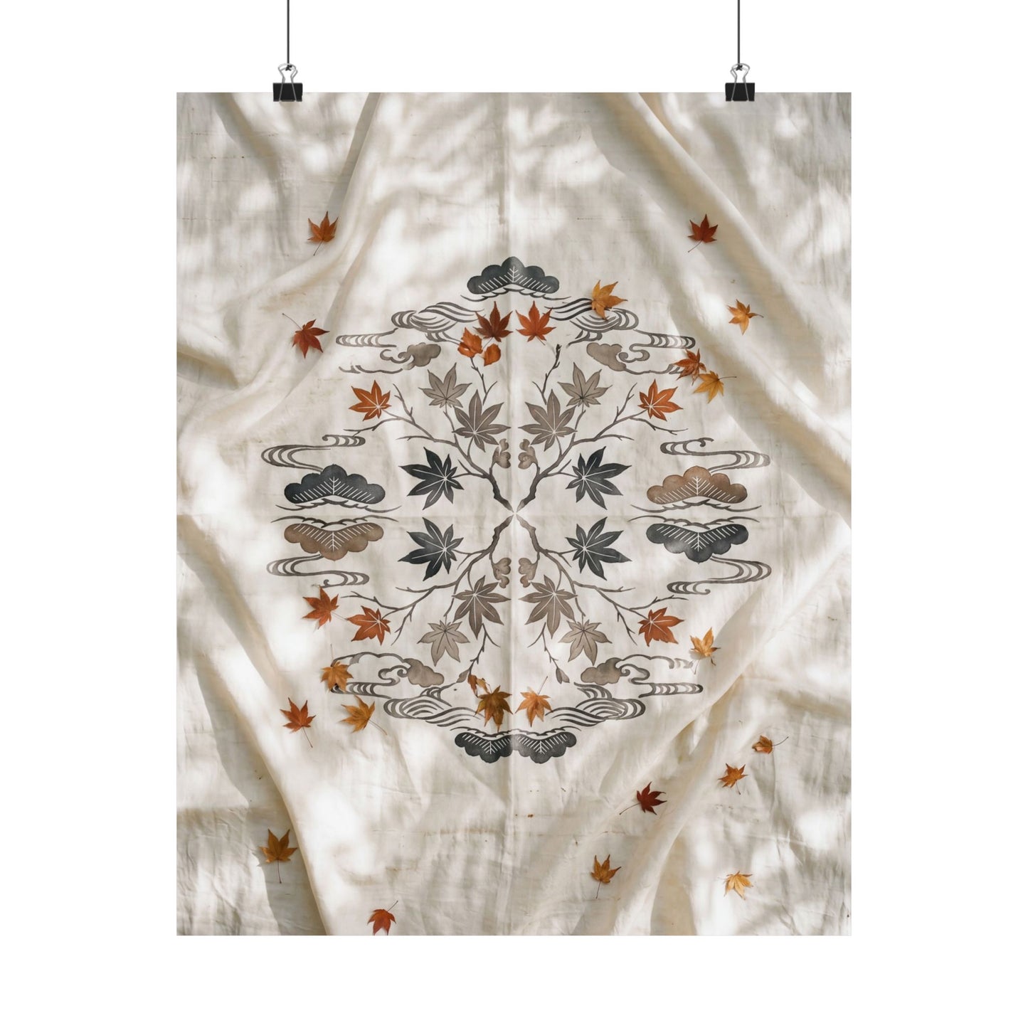 Warm Silk Drape Wall Art Print - Japanese Pattern Japandi