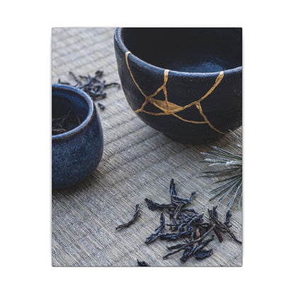 Kintsugi Tea Ceremony in Overcast | Gold Vein Canvas Art