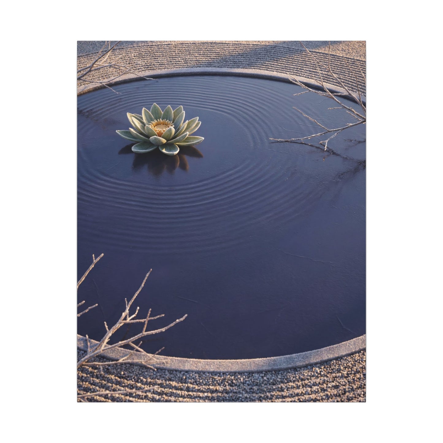 Lotus Flower Canvas Art | Winter Zen Karesansui Art
