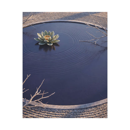 Lotus Flower Canvas Art | Winter Zen Karesansui Art